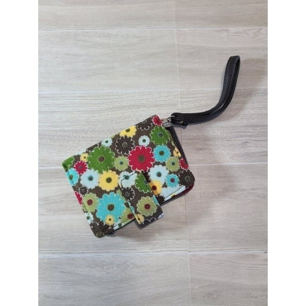 Thirty-One Floral Wristlet Wallet Mini Pouch Card Holder ID Window Zip Pocket